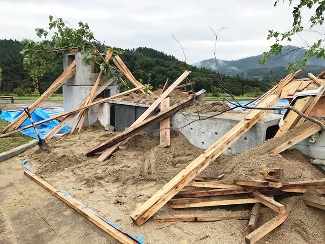 福島県総合防災訓練にて土砂災害救助訓練のために提供したコンクリート製品